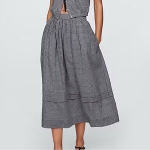 Gap × DÔEN Gingham Midi Skirt Size M
